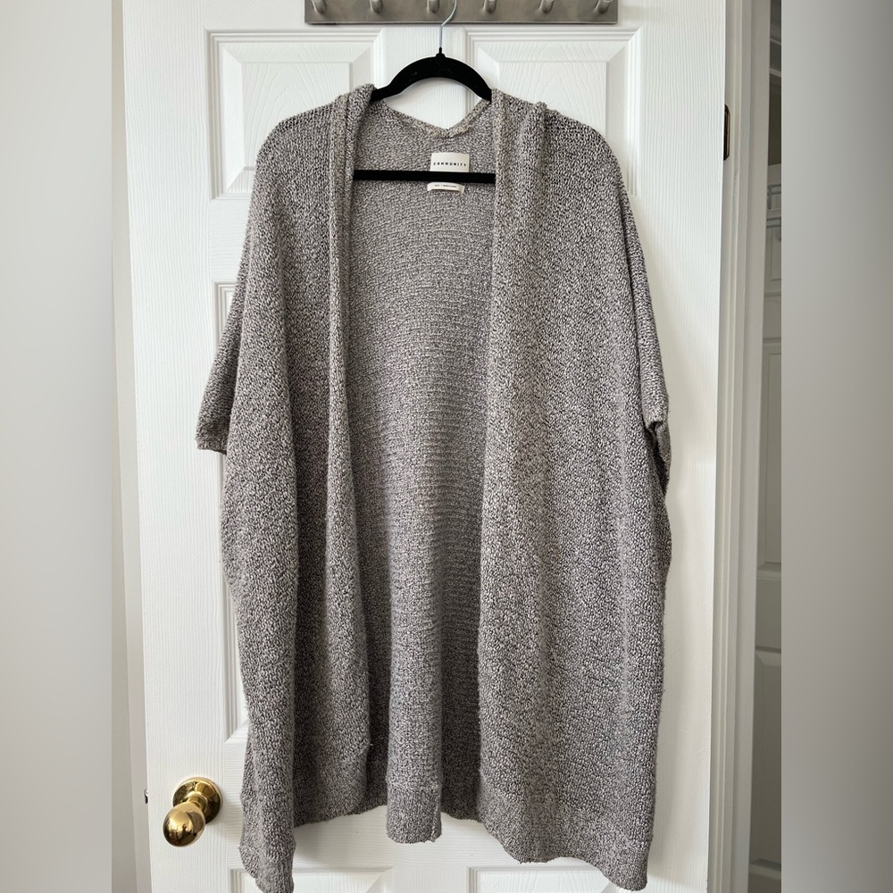 Aritzia Gray Speckled Open-Front Cardigan